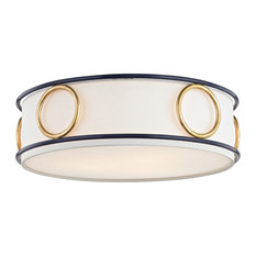 Mitzi H236503 Jade 3 Light 15-3/4"W Flush Mount Drum Ceiling - Gold Leaf / Navy