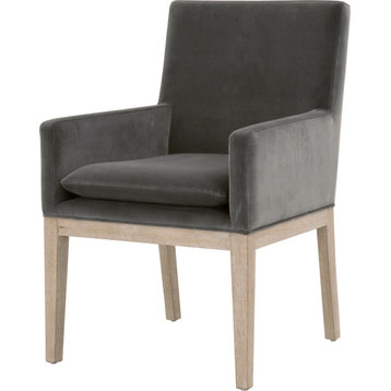 Drake Arm Chair - Natural Gray, Dark Dove Velvet