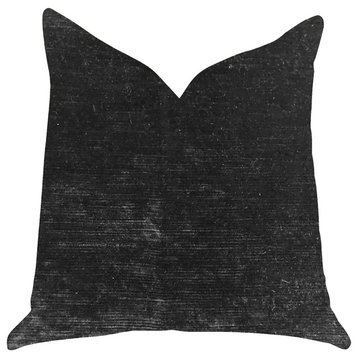 Onyx Caviar Velvet Throw Pillow in Black, 24"x24"