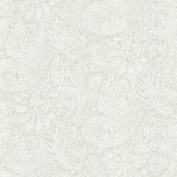 Lula Light Gray Paisley Wallpaper, Sample
