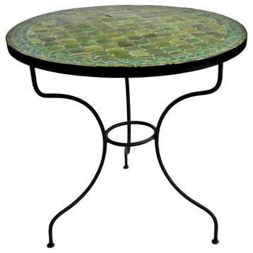 Outdoor Green Mosaic Round Bistro Table