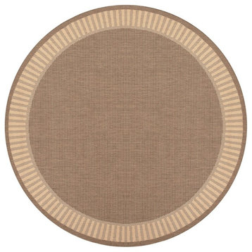 Couristan Recife Wicker Stitch Cocoa and Natural Indoor/Outdoor Rug, 7'6" Round