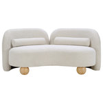 Meridian Furniture - Daphne Upholstered Chair/Loveseat/Sofa, Cream, Boucle Fabric, Loveseat - A cloud-like oasis of comfort, the Daphne cream boucle loveseat is a modern sensation. Its plush upholstery invites you to sink in and relax, while the curved design offers both support and opulence. The loveseat's unique silhouette is complemented by a choice of black or natural wooden legs, allowing you to customize it to your personal taste. Whether you're looking for a stylish accent piece or a comfortable spot to unwind, the Daphne loveseat is the perfect choice.