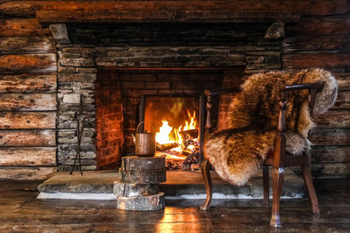 Living room - rustic living room idea in Burlington
