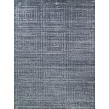 Castelli Handmade Hand Loomed Wool and Bamboo Silk Charcoal Area Rug, 10'x14'