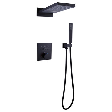 RBROHANT Complete Shower System with Rough-in Valve, Black