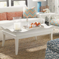 Ivory Key Horseshoe Tray Cocktail Table With Scalloped Edge - Products