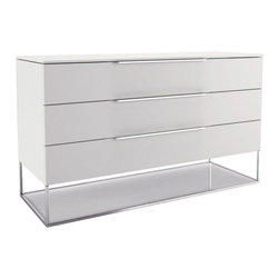 Modloft - Modloft Bowery White Matte on White Glass Dresser - Dressers
