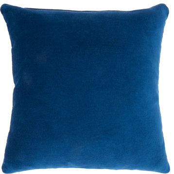 16"x16" Nourison Solid Velvet Throw Pillow, Navy