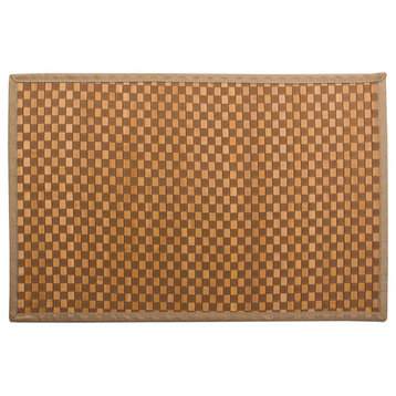 Checkered Natural Bamboo Floor Mat, 48x72", Beige
