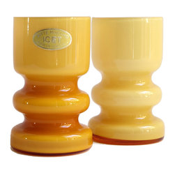 ICET ARTE MURANO BUTTERSCOTCH AMBER BUD VASE PAIR - Vases