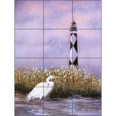 Ceramic Tile Mural Backsplash, Diamond Point Light by Edie Hopkins, 12.75"x17"