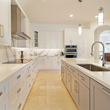 White and Gray Kitchen Carrara Quartz