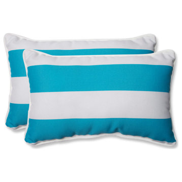 Cabana Stripe Turquoise Rectangular Throw Pillow, Set of 2