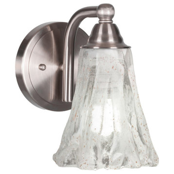 Paramount Wall Sconce, Brushed Nickel, 5.5" Fluted Italian Ice Glass