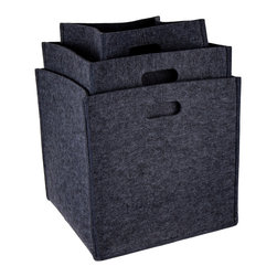 Square Felted Storage Baskets, Set of 3,  15 x 14.5 x 14 Inches, Dark Grey - Products