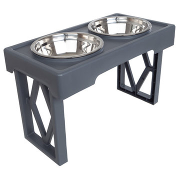 Elevated Dog Bowls Stand Adjusts to 3 Heights for Small, Medium, and Large Pets
