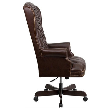 Scranton & Co Traditional Leather Executive Office Chair in Brown