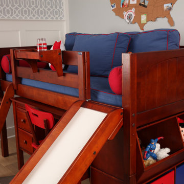 Espresso Loft Bed with Slide and Desk