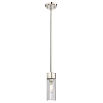 Empire 1 Light Pendant, Polished Nickel, Clear Glass