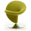 Curl Swivel Accent Chair, Green and Polished Chrome