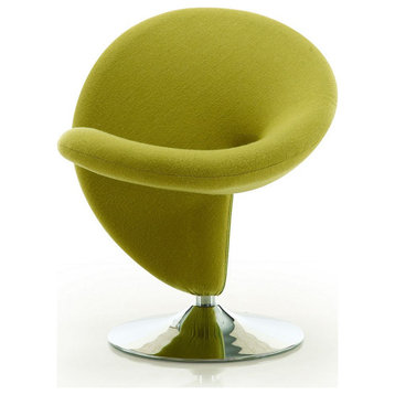 Curl Swivel Accent Chair, Green and Polished Chrome