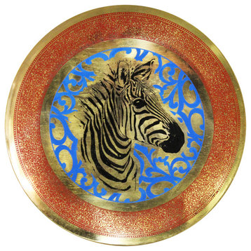 Natural Geo Zebra Decorative Brass Accent Plate