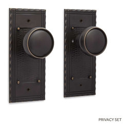 DUCLOS HAMMERED DOOR PLATE & BEVELED ROUND KNOB SET - DUMMY, PRIVACY & PASSAGE - Products
