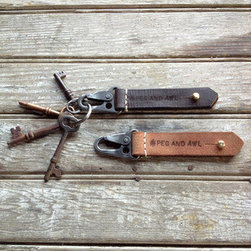 WWII Gunsling Leather Key Latch - Light Brown - Home Decor