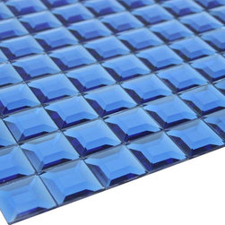 Glossy Blue 3D Modern Square Glass Mosaic Tiles - Home Accessories & Decor