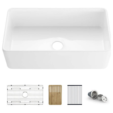 Pure 33"  Kitchen Farmhouse Fireclay Workstation Sink