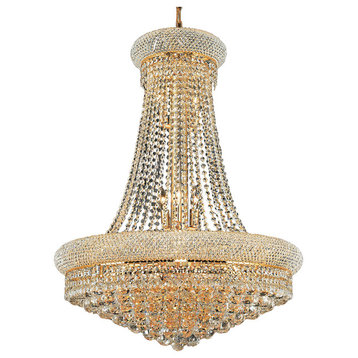 Bagel Design 14 Light 28" Gold Chandelier With Clear European Crystals