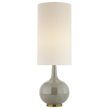 Hunlen Table Lamp, 1-Light, Shellish Gray, Linen Nordy Shade, 25.25"H