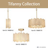 LNC Tiffany 4-Lights Modern Drum Matte Gold and White Glass Chandelier