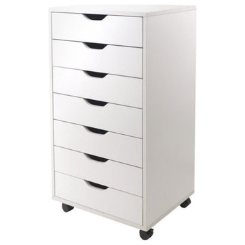 Home Square 2 Piece Composite Wood Filing Cabinet Set with 7 Drawer in White