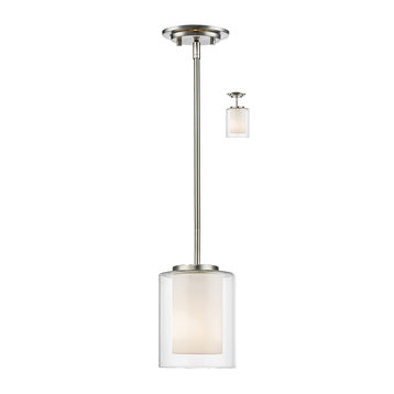 Willow Collection 1 Light Mini Pendant in Brushed Nickel Finish
