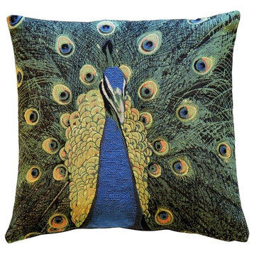 Pillow Decor - Peacock Tapestry 19 x 19 Throw Pillow