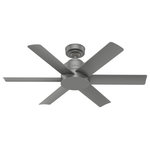 Hunter Fan Company - Kennicott 44" Outdoor Fan, Matte Silver - Inspired by the sleek design elements involved in the electronic industry, the Kennicott ceiling fan enhances your smaller spaces with a clean, modern touch. Make a statement in your kitchen, bathrooms, and laundry rooms with any of the available finishes, including Dusty Green. This fan is damp rated for your outdoor spaces and style-rated for any room in your home. The Kennicott features a wall control for easy speed adjustments, WhisperWind motor for whisper-quiet performance, and is part of the SureSpeed collection ? guaranteed optimized, high-speed cooling.