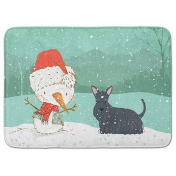 Scottish Terrier Snowman Christmas Machine Washable Memory Foam Mat