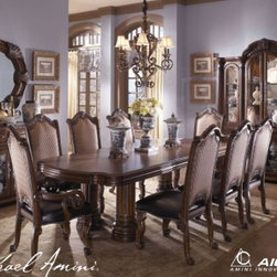 AICO Furniture - Monte Carlo II Rectangular Double Pedestal Dining Table - Cafe - Dining Tables