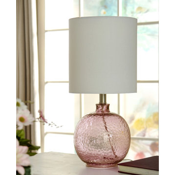 Round Glass Table Lamp, Bright Purple