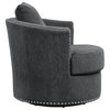 Lexicon Contemporary Wood Swivel Chair in Charcoal Gray Chenille