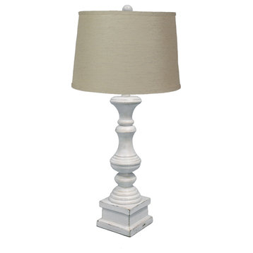 Austin 29" Tall Antique White Table Lamp With Tan Linen Shade