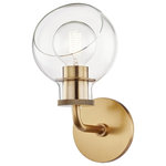 Mitzi by Hudson Valley Lighting - Noelle 1-Light Bath Bracket, Aged Brass - Noelle brings an easy glamour to your space, encasing exposed bulbs in bias-cut pieces of glass the same shape. A slight bit of knurling along the bobeche gives it a bit of textural contrast. Somehow, Noelle seems to express a gesture of optimism or praise.