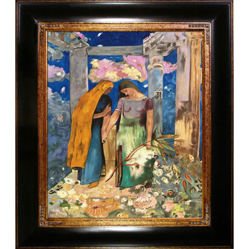 Redon "Mystical Conversation, 1896" Oil Painting, Opulent Frame 20"x24"