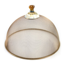 Parchment Check Mesh Dome - Large | MacKenzie-Childs - Serving Dishes And Platters