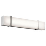 Kichler - LED Linear Bath Light, Chrome, 30" - Impello 30 inch LED Linear Bath Light gives your bathroom a bold statement. The subtle metallic bars help to accent the Chrome finish and the rectangular light; which can be installed either vertically or horizontally. The LED illuminates your bathroom beautifully.