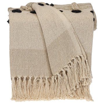 Parkland Collection Transitional Herringbone Beige Rectangle 50" x 60" Throw