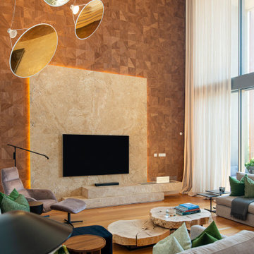 Living Room TV Wall with Round Mirrors, Cascais