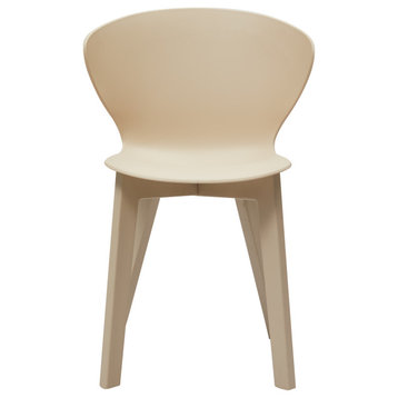 Midcentury Polypropylene Side Chair, Set of 4, Beige